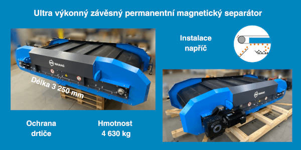 Ultra výkonný závěsný permanentní magnetický separátor ochrání drtič